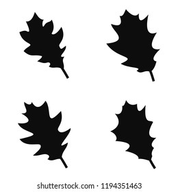 Vector Oak Leaves Icon Set. Silhouettes Of Leaves Isolated On White Background.