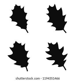 Vector Oak Leaves Icon Set. Silhouettes Of Leaves Isolated On White Background.