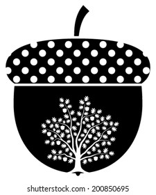 vector oak tree in acorn isolated on white background