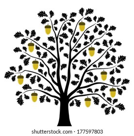 vector oak tree isolated on white background