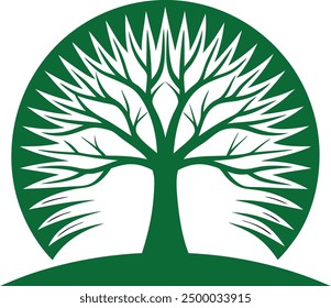 Vector oak tree logo design green illustration