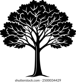 Vector oak tree logo design black illustration