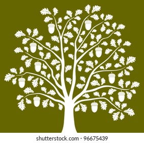 vector oak tree on green background