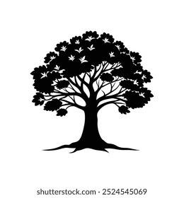 vector oak tree silhouette design
