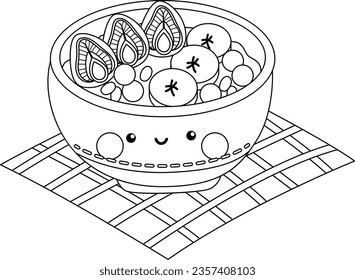 un vector de un desayuno de avena en color blanco y negro