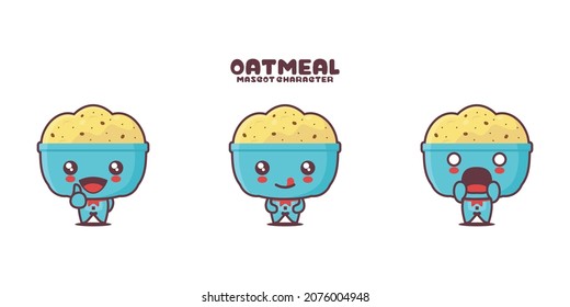 vector Oatmeal cartoon mascot, with different expressions, isolated on a white background.