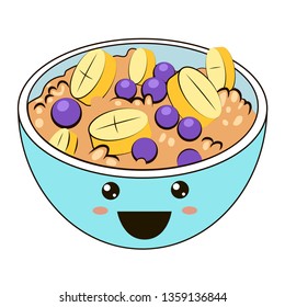 Vector oatmeal in sketch style.
Element for menu, restaurant, banner, games. Emoji icon