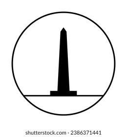 vector of obelisk with glyph monument outline icon in circle vector no people. silhouette line art monument black and white.