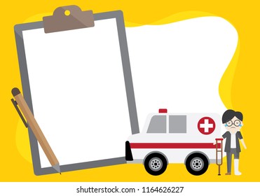 vector object about hospital, doctor and insurance. frame illustration and have space for write text.