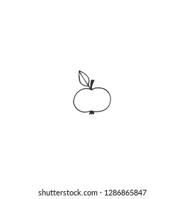 Vector object, an apple. Hand drawn minimal logo element. Isolated symbol for grocery stores, berry farms and farmers markets, for business branding and identity. Farm and organic food theme.