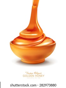 vector object - a bowl is filled with honey on a white background