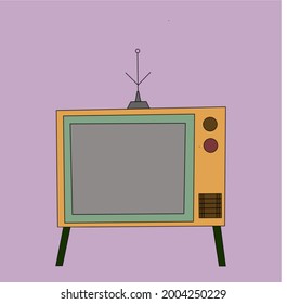 A vector with an object of a classic television with an antenna on it
