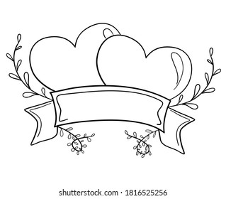 Vector object decorative wedding template of hearts