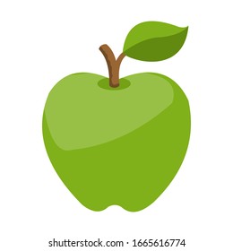 Objeto vectorial de una manzana verde con fondo blanco, para diseñadores gráficos.