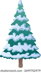Vector objeto abeto verde en la nieve aislado sobre fondo blanco