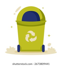Vektorobjekt eines grünen organischen Recyclingbehälters, der Abfalltrennung, Kompostierung und umweltfreundlichen Lebensstil symbolisiert.