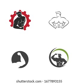 Objeto vectorial e iconos para la etiqueta deportiva, distintivo de gimnasio, diseño de logotipo de fitness