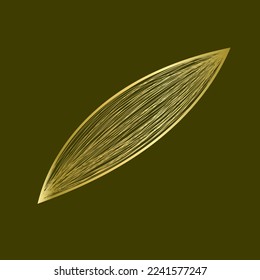 Vector object illustration of golden wavy lines effect isolated on dark brown color background