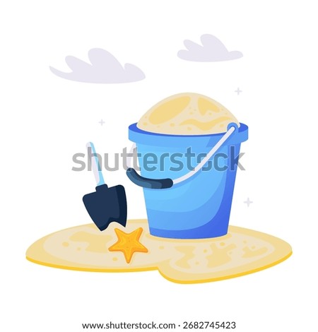 Vector object illustration of sand beach bucket for summer holiday or beach vacation theme.