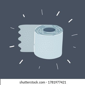 Vector object illustration of toilet tissue paper roll in increased demand for hygiene goods and high attention to sanitary preventative measures. Concept of social attention to viral epidemic.