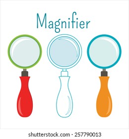 vector object magnifier. Different designs flat line.