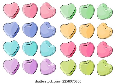 Vector object. Multicolored hearts. Bright heart