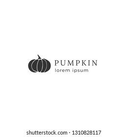 Vector object, a pumpkin. Hand drawn minimal logo template. Isolated symbol for grocery stores, farmers markets and fairs, for business branding and identity. Farm and organic food theme.