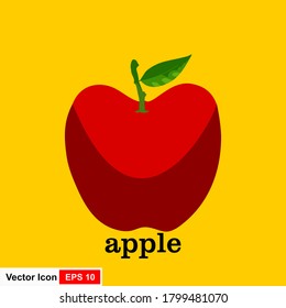 Vector object of a red apple with a yellow background, for graphic designers.