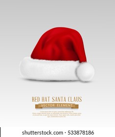 vector object: a red cap of Santa Claus, isolated on a gray background