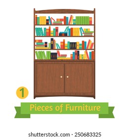 vector object retro bookcase, flat design