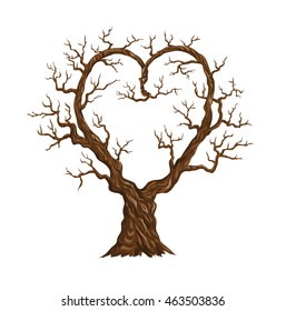 vector object. tree. graphic. branches . nature. spring love. heart