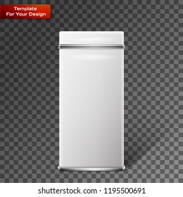 Vector object. White square tin packaging.
