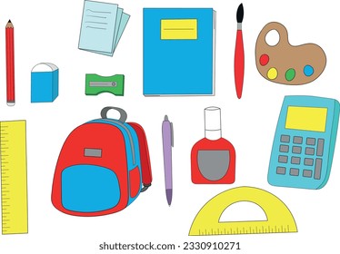 vector of objects to bring back to school
