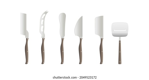 Vector objects design, Knife cheese set on white background.
