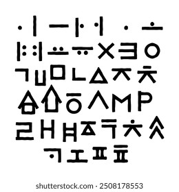 Vector objects of early Hangul characters from ancient Korea