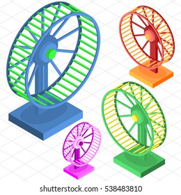 Vector objects, isometric cartoon wheel for small pets, rodents