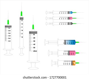 Vector objects, medical syringe for healty sector (The units of measurement on it are for visual purpose. it is not suitable for actual measurement and is not recommended for use.)