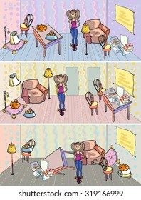 Vector objects on different layers, for easy movement. you can make your own design. help the girl to explain everything. child's play.