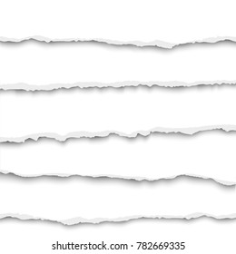 Vector oblong layers of torn white paper placed one over another