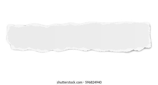 Vector oblong paper tear scrap with soft shadow isolated on white background