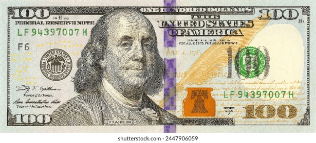 Vector obverse of high poly pixel mosaic 100 us dollars banknote