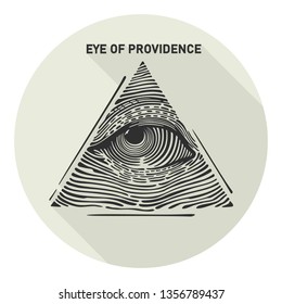 Vector occult all-seeing eye sign icon. The symbol of the Freemasons is the eye of God in the triangle. Illustration of the all-seeing eye in flat minimalism style.