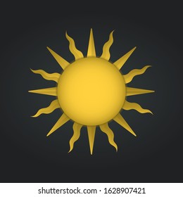 Vector occult sun in astronomy style, mythology element. Cosmic object with beams, rays in bright colors. Occultism decoration