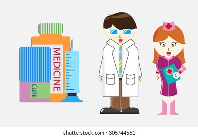 Vector Occupation Doctor and Nurse