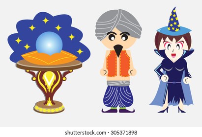 Vector Occupation Fortune teller male and female