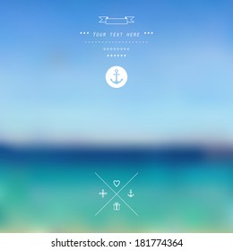 Vector ocean, blurred landscape, interface template. Corporate website design.  Minimalistic web multifunctional media backdrop. Blurry.Unfocused. Ocean. Sunset. Background