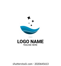 vector ocean icon and four stars, symbol and logo illustration