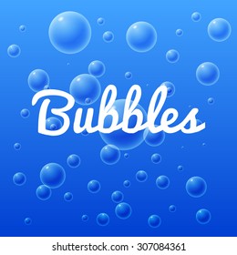 Vector ocean and sea bubbles with inscription