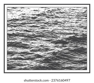 Vector ocean surface seawater in black and white color.