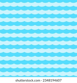Vector ocean wave background. Simple sea waves seamless pattern. Textile surface print design.